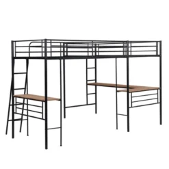 ModernLuxe Twin Size Metal Loft Bed with Dual Built-in Desks - Black 17 ModernLuxe Twin Size Metal Loft Bed with Dual Built-in Desks - Black -Luxe Furniture Sale GUEST 69c79359 ebd5 4382 b247 61d7f2d221a2