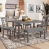 6-Piece Farmhouse Rustic Wooden Dining Table Set With 4 Chairs And Bench, Antique Gray - ModernLuxe -Luxe Furniture Sale GUEST 69dc74a7 1940 4b19 8aba bf05f61cddcd