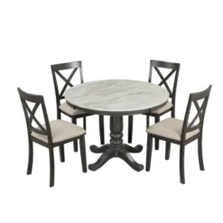 ModernLuxe 5-Piece Round Dining Set with Faux Marble Table and 4 Upholstered Chairs 16 ModernLuxe 5-Piece Round Dining Set with Faux Marble Table and 4 Upholstered Chairs -Luxe Furniture Sale GUEST 6a617fc8 510d 4ff5 9d17 6244e32b71f1