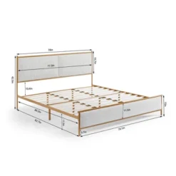 ModernLuxe Classic Upholstered Platform Bed with Metal Frame and Solid Wood Ribs - Light Gray