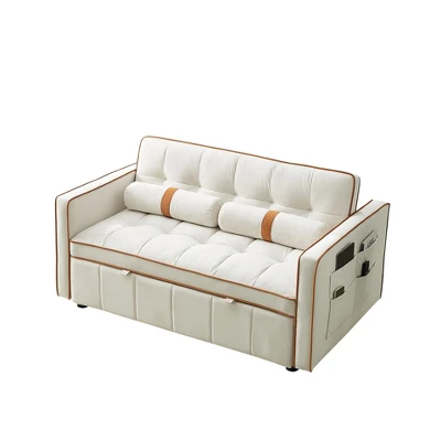 55.5" Pull Out Sleeper Sofa Bed, Upholstered Loveseat Sofa Couch With Side Pockets, Adjustable Backrest, And Lumbar Pillows-ModernLuxe 7 55.5" Pull Out Sleeper Sofa Bed, Upholstered Loveseat Sofa Couch With Side Pockets, Adjustable Backrest, And Lumbar Pillows-ModernLuxe - Image 5