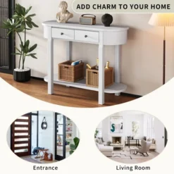 Elegant Retro Console Table With Curved Design And Smooth Glaze For Entryways, Living Rooms And Hallways - ModernLuxe 21 Elegant Retro Console Table With Curved Design And Smooth Glaze For Entryways, Living Rooms And Hallways - ModernLuxe -Luxe Furniture Sale GUEST 6b214a88 c65d 461b af18 4671c3dcb489