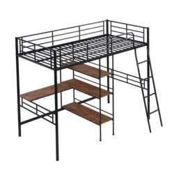 ModernLuxe Twin Size Metal Loft Bed with Built-in Desk and Shelves -Luxe Furniture Sale GUEST 6b53c71d 13c1 4fc0 af5c 50f517ad7436