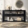 62.2'' Modern Console Table Sofa Table For Living Room With 4 Drawers And 2 Shelves - ModernLuxe
