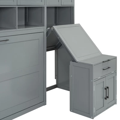 ModernLuxe Twin Murphy Bed with Integrated Desk, Cabinets & Shelving 13 ModernLuxe Twin Murphy Bed with Integrated Desk, Cabinets & Shelving - Image 11