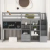 ModernLuxe Twin Wood Loft Bed with Pull-Out Desk, Storage Staircase, and Blackboard -Luxe Furniture Sale GUEST 6b89eff6 3f55 4dbb 9575 8bde8a716e6d