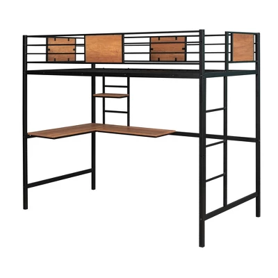 ModernLuxe Twin Metal Loft Bed with Integrated Desk and Storage Shelves 7 ModernLuxe Twin Metal Loft Bed with Integrated Desk and Storage Shelves - Image 6