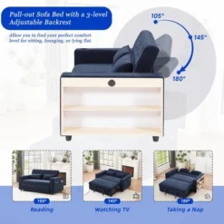 Modern 3-in-1 Pull-Out Sofa Bed With Storage Shelves, USB Ports & Cup Holders, Convertible Sleeper Sofa Couch For Small Spaces - ModernLuxe -Luxe Furniture Sale GUEST 6b9fd892 ec32 4259 87f0 1ced239b2e64