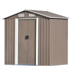 ModernLuxe 6ft x 4ft Metal Outdoor Storage Shed with Vents and Foundation
