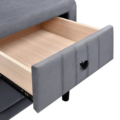 ModernLuxe Velvet Upholstered Nightstand with 2 Drawers - Modern Bedside Table 8 ModernLuxe Velvet Upholstered Nightstand with 2 Drawers - Modern Bedside Table - Image 6