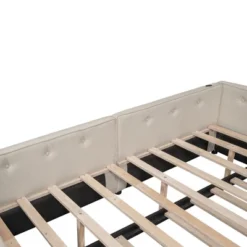 Full/Queen Size Upholstered Platform Bed With USB Ports, Modern Daybed With Trundle, Beige - ModernLuxe 19 Full/Queen Size Upholstered Platform Bed With USB Ports, Modern Daybed With Trundle, Beige - ModernLuxe -Luxe Furniture Sale GUEST 6c6be610 cc8a 4a1b 839b 11195bc7f3ac