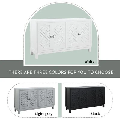 Classic Sideboard, 4 Door Buffet Cabinet With Pull Ring Handles-ModernLuxe 10 Classic Sideboard, 4 Door Buffet Cabinet With Pull Ring Handles-ModernLuxe - Image 8