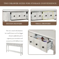 ModernLuxe 60" Rustic Solid Wood Console Table with 4 Drawers & Open Shelf -Luxe Furniture Sale GUEST 6cfbd877 1519 4194 a736 07fbe8792b9d