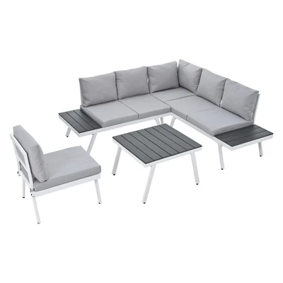 ModernLuxe Industrial Aluminum 5-Piece Outdoor Patio Furniture Set with Integrated Tables 7 ModernLuxe Industrial Aluminum 5-Piece Outdoor Patio Furniture Set with Integrated Tables - Image 5