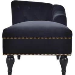 58" Velvet Chaise Lounge, Button Tufted Right Arm Facing Sleeper Lounge Chair With Nailhead Trim & Solid Wood Legs Black-ModernLuxe -Luxe Furniture Sale GUEST 6d0cb628 3472 434b 971c f452ce0aee29