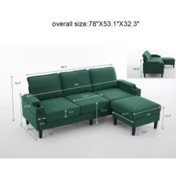 78"W 4-seat Upholstered Sectional Sofa, L-Shape Knock Down Sofa Couch With Removable Storage Ottoman 4L -ModernLuxe -Luxe Furniture Sale GUEST 6d2621b1 881e 4b58 ab9c 390fe9cd663e