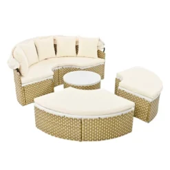 ModernLuxe Round Outdoor Rattan Sectional Daybed with Retractable Canopy -Luxe Furniture Sale GUEST 6db83d1d 2778 4664 8535 1056ad5173b3