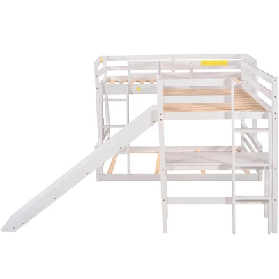 ModernLuxe Triple Bunk Bed with Twin Loft, Full Lower Bed, Desk, and Slide 9 ModernLuxe Triple Bunk Bed with Twin Loft, Full Lower Bed, Desk, and Slide - Image 7