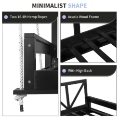 ModernLuxe Twin Size Acacia Wood Patio Swing Bed with 16.4ft Hemp Ropes -Luxe Furniture Sale GUEST 6e817ab0 fe19 4a31 98c3 d0e834f180f4
