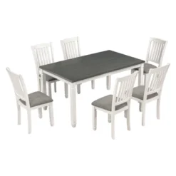 ModernLuxe 7-Piece Neoclassical Dining Table Set - Gray & White Wooden Furniture -Luxe Furniture Sale GUEST 6eb4d62c aece 443e 9046 97c1f72e177c