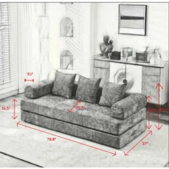 Floor Sofa Bed Chenille Upholstered Sofa Convertible Folding Mattress Couch Sleeper Sofa, Beige/Black/Green/Blue - ModernLuxe -Luxe Furniture Sale GUEST 6ee3e1e8 6549 49f2 ab6e b53f2dd87e35