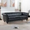 ModernLuxe 84.65" Chesterfield 3-Seater Upholstered Sofa - Tufted Scrolled Arm Couch