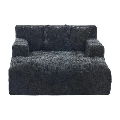 ModernLuxe Upholstered Single Sofa Chaise Lounge Sofa Bed Sleeper Sofa Lazy Sofa Accent Chair Reading Couch With 3 Pillows, Chenille 9 ModernLuxe Upholstered Single Sofa Chaise Lounge Sofa Bed Sleeper Sofa Lazy Sofa Accent Chair Reading Couch With 3 Pillows, Chenille - Image 7