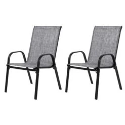 ModernLuxe Set of 2 Outdoor Patio Chairs with Breathable Textilene & Steel Frame