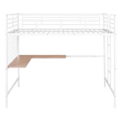 ModernLuxe Full Size Metal Loft Bed with Integrated Desk and Decorative Grid -Luxe Furniture Sale GUEST 7121348a 4edb 40a7 9731 21b254d24236