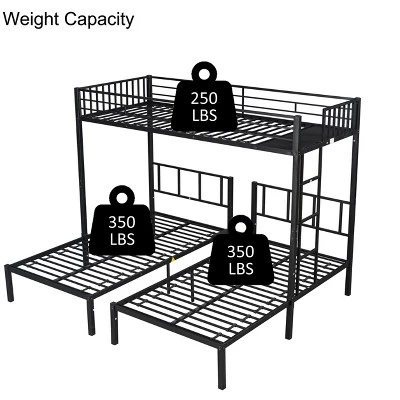 ModernLuxe Modern Metal Triple Bunk Bed - Convertible 3-in-1 Twin Design 7 ModernLuxe Modern Metal Triple Bunk Bed - Convertible 3-in-1 Twin Design - Image 5