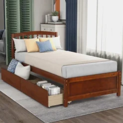 Twin Wood Platform Storage Bed Frame With Headboard And Two Drawers-ModernLuxe -Luxe Furniture Sale GUEST 71311d42 3fc5 4b56 94ce 78f3a8fecb83