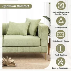 80.5" Modern Upholstered Sofa With Golden Metal Legs And 4 Pillows-ModernLuxe 20 80.5" Modern Upholstered Sofa With Golden Metal Legs And 4 Pillows-ModernLuxe -Luxe Furniture Sale GUEST 714e7dc4 e33b 4058 a720 bc2553793e08