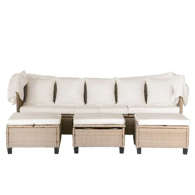 ModernLuxe 4-Piece Outdoor Wicker Sofa Set with Retractable Canopy & Lifting Table 9 ModernLuxe 4-Piece Outdoor Wicker Sofa Set with Retractable Canopy & Lifting Table - Image 7