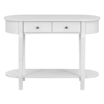 Elegant Retro Console Table With Curved Design And Smooth Glaze For Entryways, Living Rooms And Hallways - ModernLuxe 10 Elegant Retro Console Table With Curved Design And Smooth Glaze For Entryways, Living Rooms And Hallways - ModernLuxe - Image 8