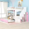 ModernLuxe Full Over Full Bunk Bed with Trundle, Storage Stairs, and Ladder