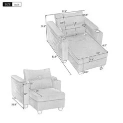 ModernLuxe Convertible Corduroy Loveseat Sofa Bed, Chaise Lounge With USB Ports, 2 Cup Holders, Storage Box & Phone Holder - 2/1 Seat Options -Luxe Furniture Sale GUEST 733cf22b 6d70 4722 a0f0 9fe13c9e702d