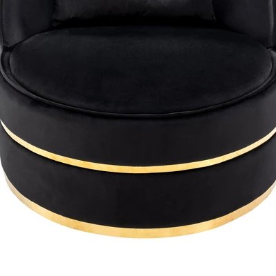 ModernLuxe Velvet Swivel Barrel Accent Chair with Plush Lumbar Cushion 15 ModernLuxe Velvet Swivel Barrel Accent Chair with Plush Lumbar Cushion - Image 13