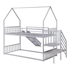 Twin Over Twin Metal Bunk Bed House Bed With Slide And Staircase-ModernLuxe 19 Twin Over Twin Metal Bunk Bed House Bed With Slide And Staircase-ModernLuxe -Luxe Furniture Sale GUEST 747ba124 b67a 40cd b558 ec87f7a3651b