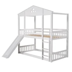 ModernLuxe Twin Over Twin House Bunk Bed with Convertible Slide and Ladder -Luxe Furniture Sale GUEST 74896750 9c23 4df3 b5ed c64c1429ef3a