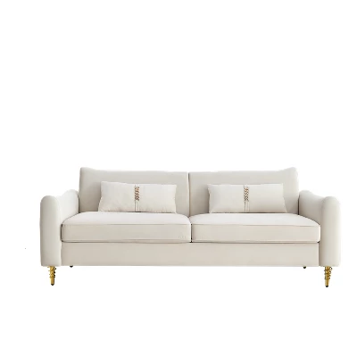 80.3" Modern Velvet Tufted Sofa With 2 Pillows And Gold Legs - ModernLuxe 7 80.3" Modern Velvet Tufted Sofa With 2 Pillows And Gold Legs - ModernLuxe - Image 5