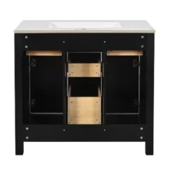 36" Modern Bathroom Vanity With Ceramic Sink, Freestanding Storage Cabinet With 4 Drawers & 2 Soft-Close Doors, Solid Wood Frame - ModernLuxe 23 36" Modern Bathroom Vanity With Ceramic Sink, Freestanding Storage Cabinet With 4 Drawers & 2 Soft-Close Doors, Solid Wood Frame - ModernLuxe -Luxe Furniture Sale GUEST 75969aff 801a 423c 85de b37816a38761