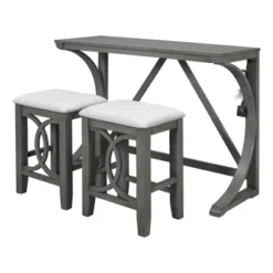 ModernLuxe 3-Piece Counter Height Dining Set with USB & Upholstered Stools