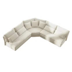 ModernLuxe 5-Seater L-Shaped Sectional Sofa With Curved Corner, Corduroy Sofa Couch With 7 Pillows (3 Throw + 4 Lumbar) -Luxe Furniture Sale GUEST 75c19ea8 8bd4 4e50 b5f2 9faa1f62f049