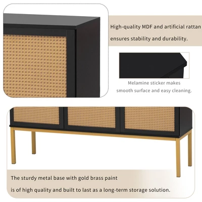Sideboard With Faux Rattan Door And Metal Legs - ModernLuxe 7 Sideboard With Faux Rattan Door And Metal Legs - ModernLuxe - Image 5