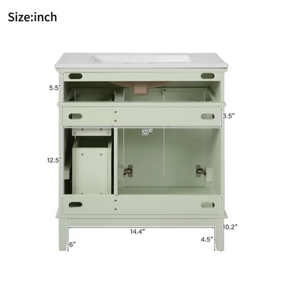 ModernLuxe 30-Inch Free-Standing Bathroom Vanity with Ceramic Undermount Sink 5 ModernLuxe 30-Inch Free-Standing Bathroom Vanity with Ceramic Undermount Sink - Image 3