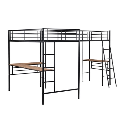 ModernLuxe Twin Size Metal Loft Bed with Dual Built-in Desks - Black 9 ModernLuxe Twin Size Metal Loft Bed with Dual Built-in Desks - Black - Image 7