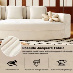 115.7" 4-Seater Chenille Modular Sofa Set, Curved Design Sofa Couch With 5 Pillows, No Assembly For Living Room & Bedroom - ModernLuxe -Luxe Furniture Sale GUEST 7676efdc 05fc 4df0 9220 1a4624a8c0b6