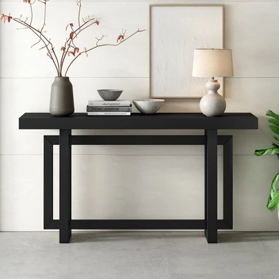 ModernLuxe 59.1" Industrial Console Table with Concrete Texture Finish 3 ModernLuxe 59.1" Industrial Console Table with Concrete Texture Finish
