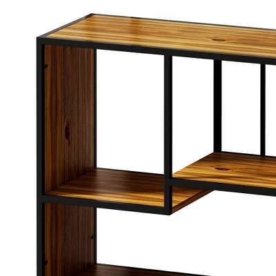 Multipurpose Bookshelf Storage Rack With Closed Storage Cabinets, Black + Brown - ModernLuxe 8 Multipurpose Bookshelf Storage Rack With Closed Storage Cabinets, Black + Brown - ModernLuxe - Image 6