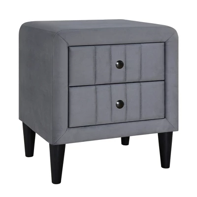 ModernLuxe Velvet Upholstered Nightstand with 2 Drawers - Modern Bedside Table 6 ModernLuxe Velvet Upholstered Nightstand with 2 Drawers - Modern Bedside Table - Image 4